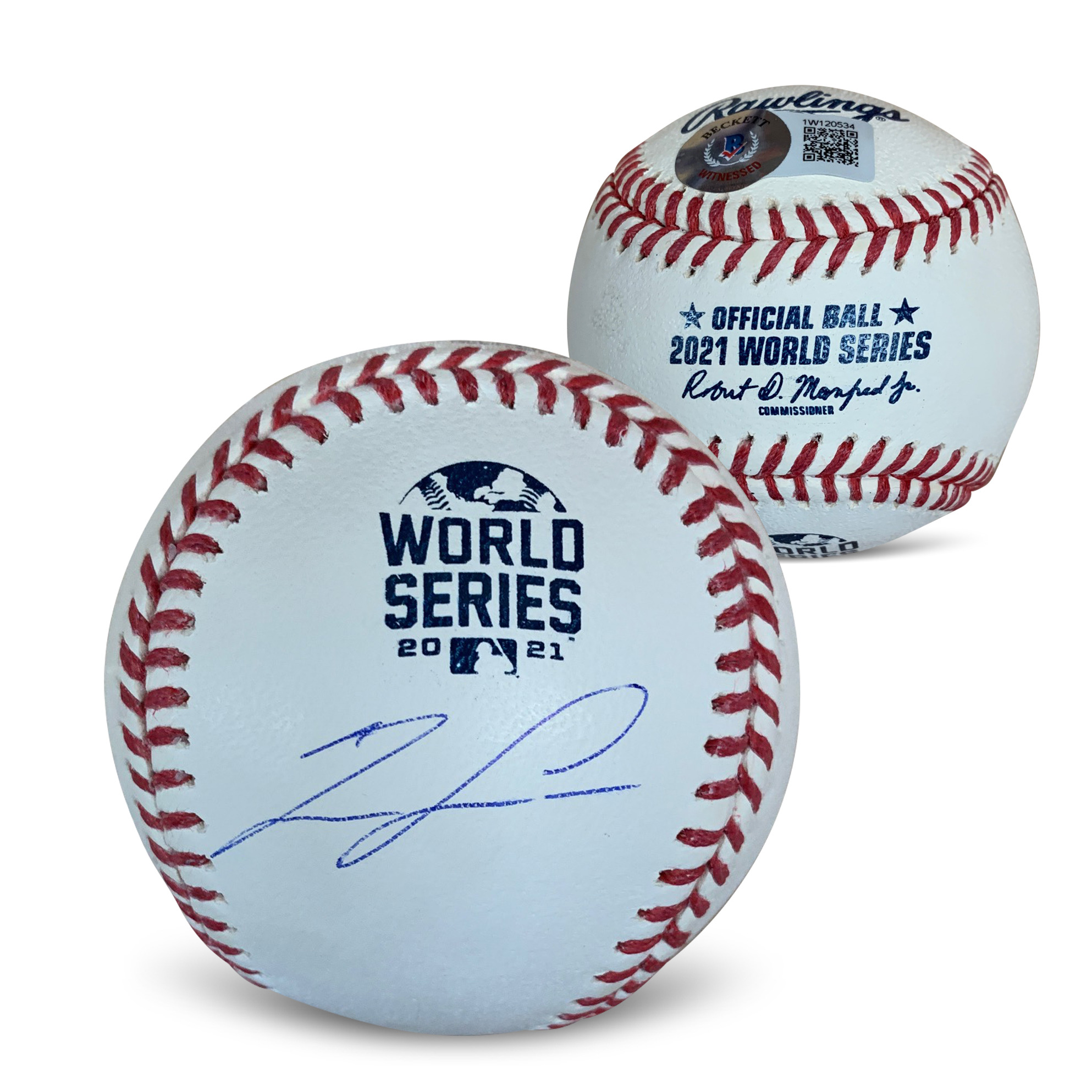 Ronald Acuna Jr Autographed 2021 World Series Signed Baseball Beckett COA With UV Display Case