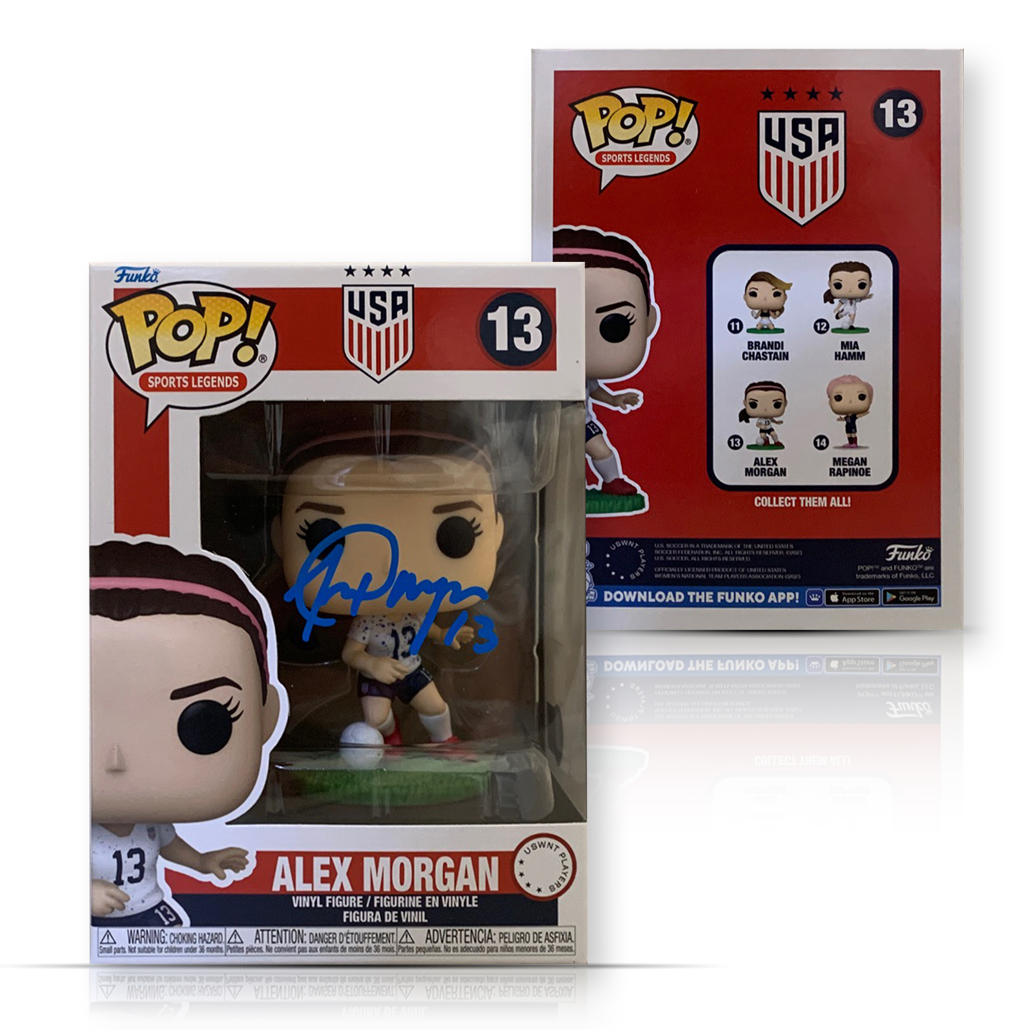 Alex Morgan Autographed USA Womens World Cup Signed Soccer Funko Pop #13 Beckett COA Blue