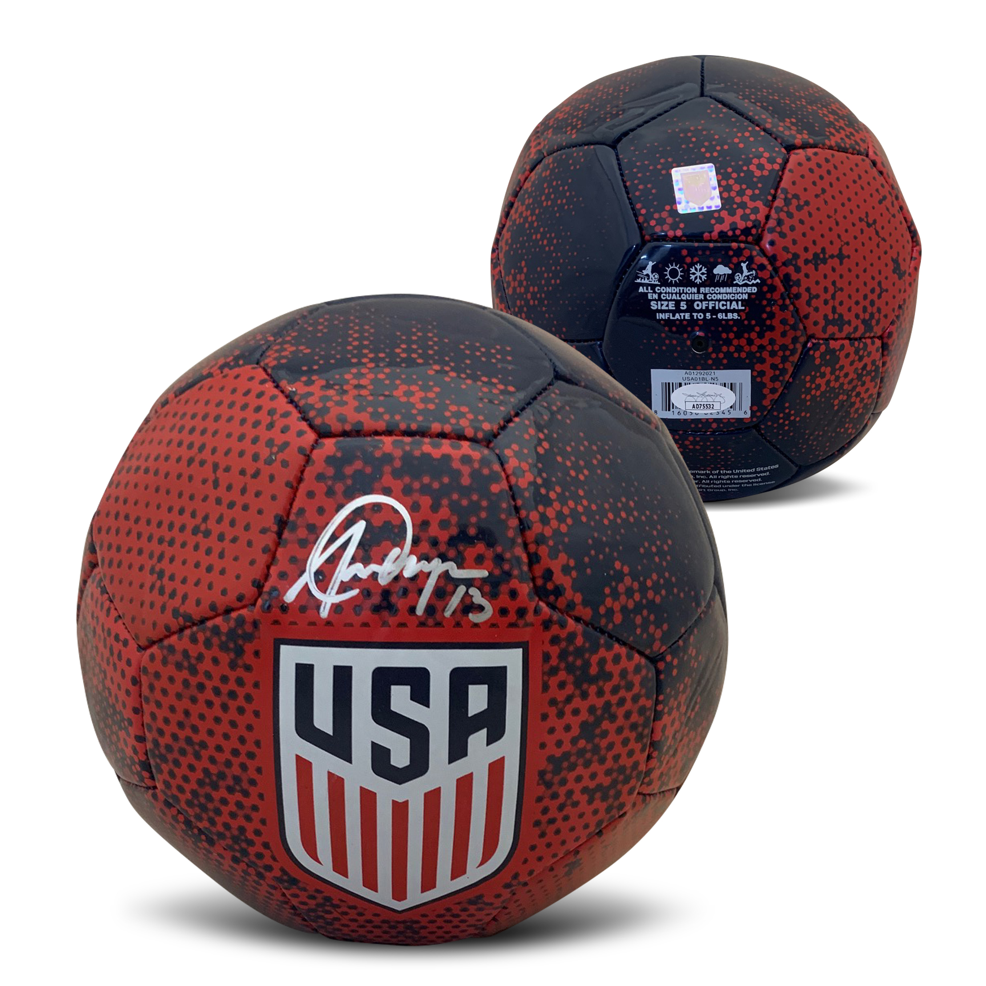 Alex Morgan Autographed USA Women's National Team USWNT Signed Soccer Ball JSA COA Red Blue