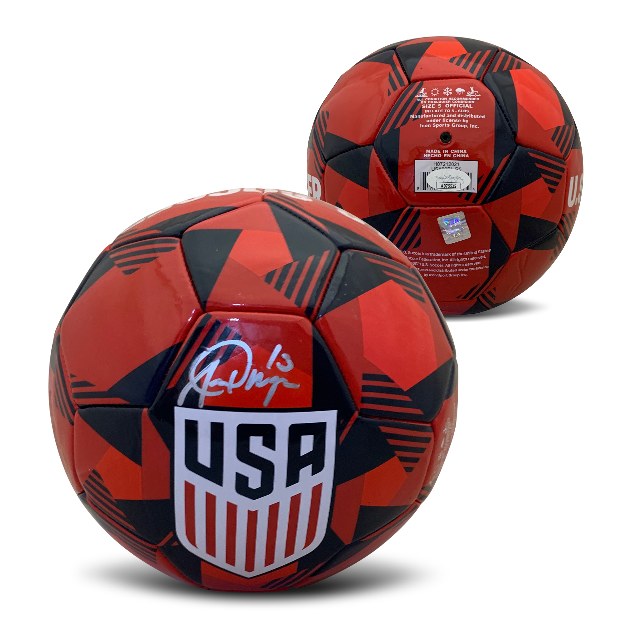 Alex Morgan Autographed USA Women's National Team USWNT Signed Soccer Ball JSA COA Red