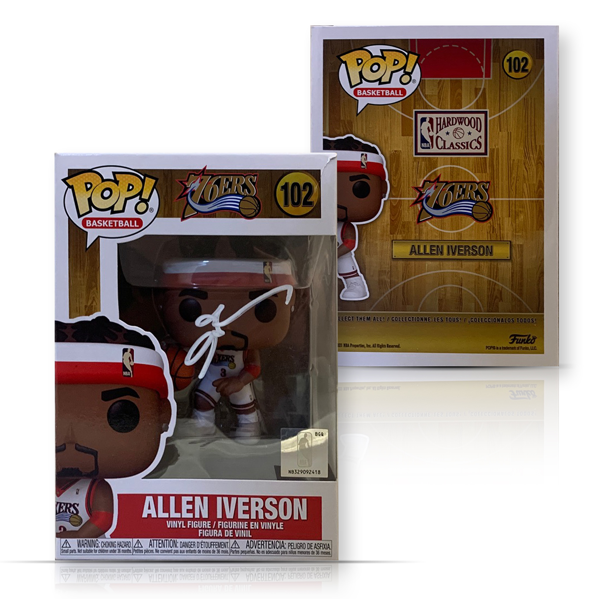 Allen Iverson Autographed Philadelphia 76ers Signed Basketball Funko Pop 102 PSA DNA COA DAMAGED