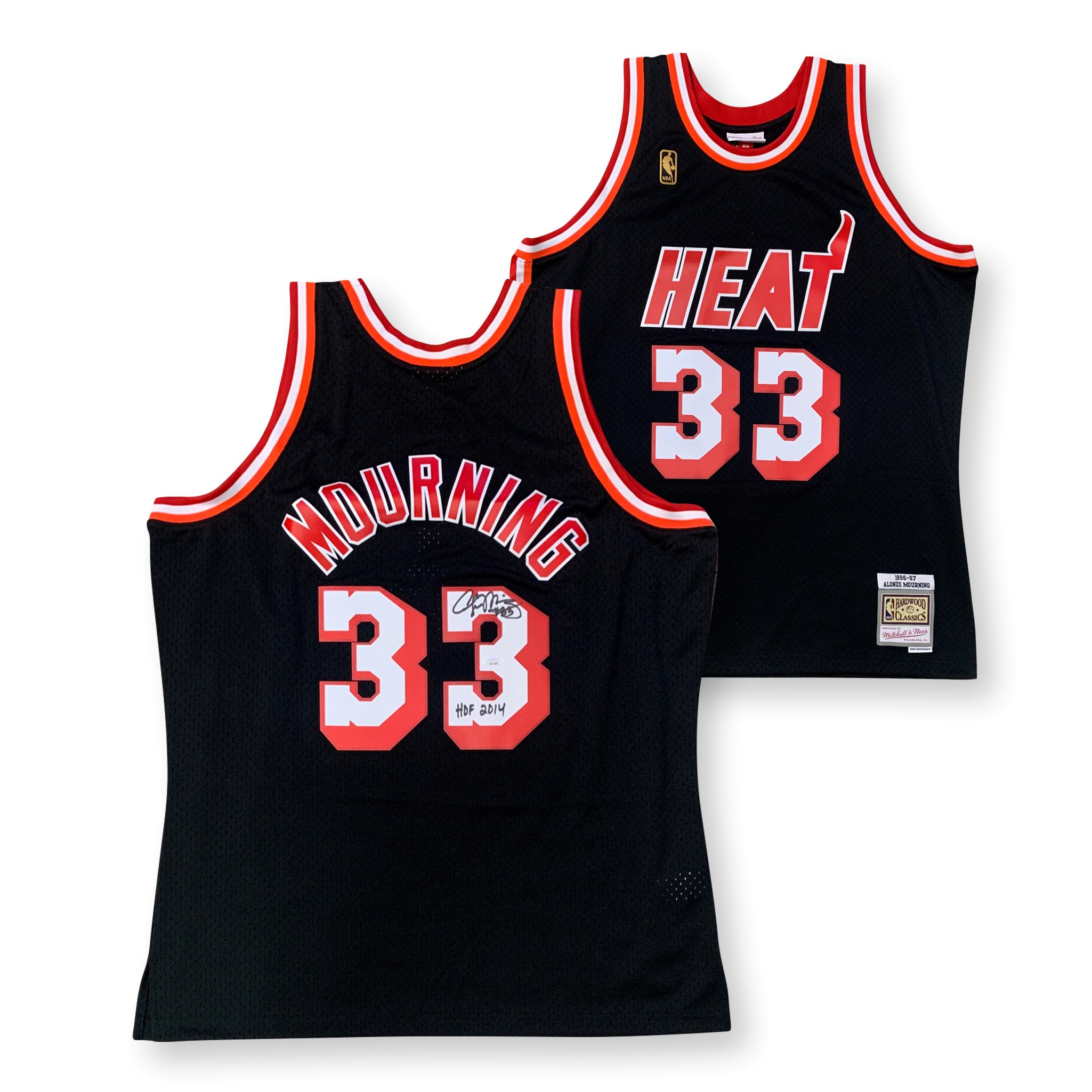 Alonzo Mourning Autographed Miami Heat Signed Mitchell & Ness Swingman Basketball Jersey Hall of Fame HOF 2014 JSA COA