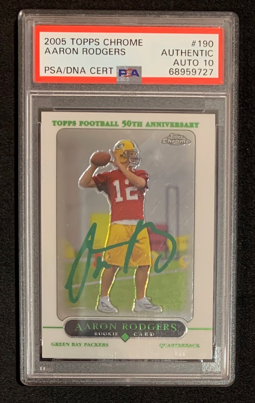 Aaron Rodgers Autographed 2005 Topps Chrome Rookie Card #190 Auto PSA 10 68959727 Aaron Rodgers Autographed 2005 Topps Chrome Rookie Card #190 Auto PSA 10 68959727
