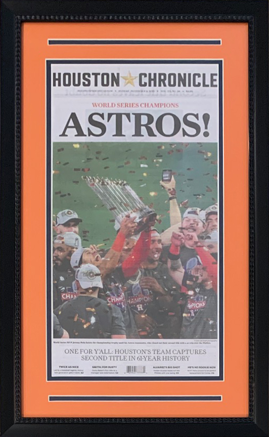 Houston Astros 2022 World Series Champions Chronicle Baseball Original 16x26 Framed Newspaper - Get the authentic real deal!