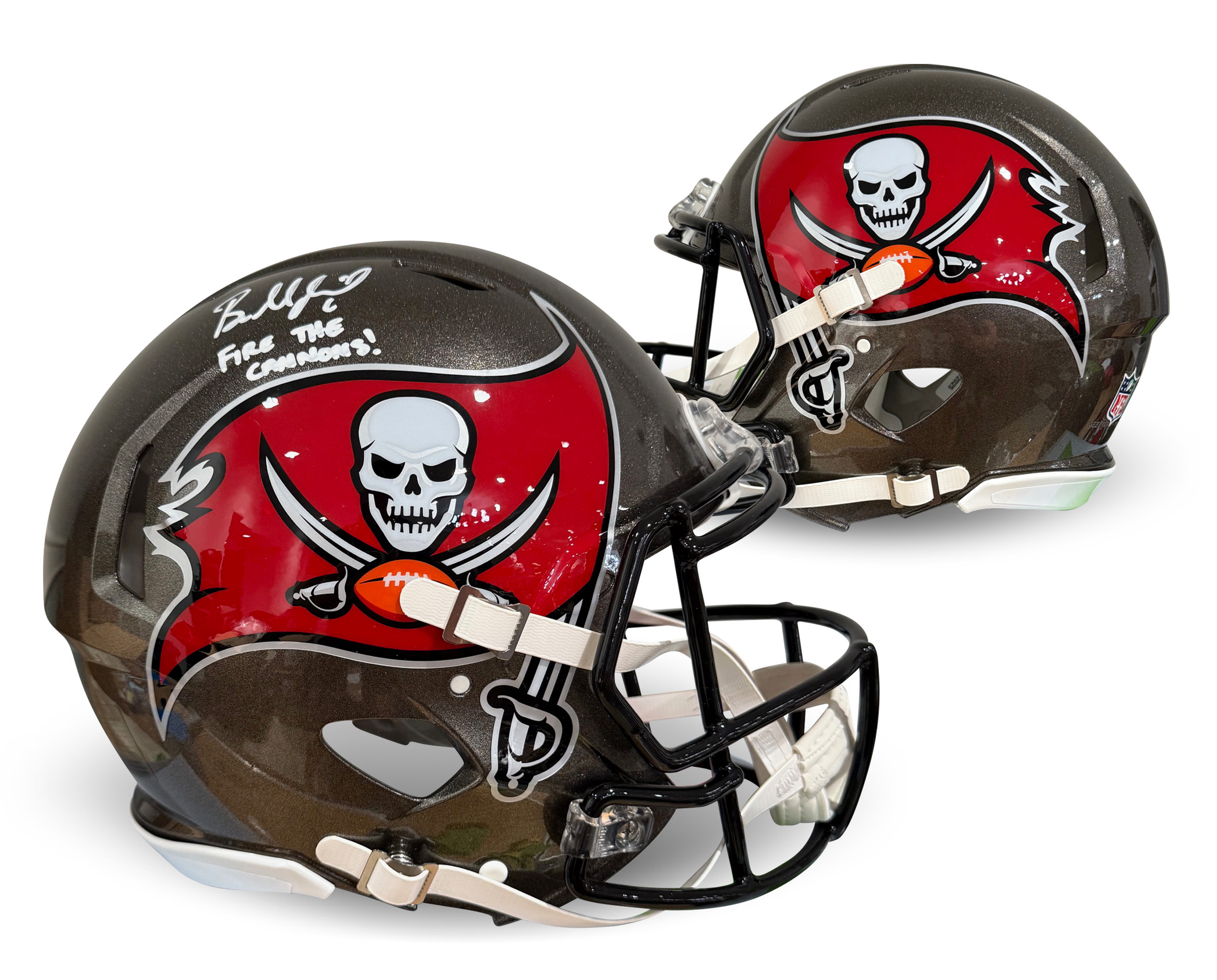 Baker Mayfield Autographed Tampa Bay Buccaneers Signed Football Full Size Authentic Helmet FIRE THE CANNONS Beckett COA