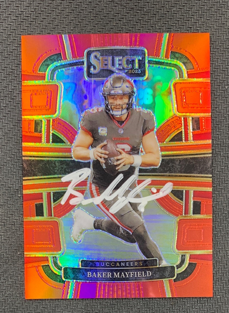 Baker Mayfield 2023 Panini Select Red Prizm Signed Card #92 Auto Beckett 40/99