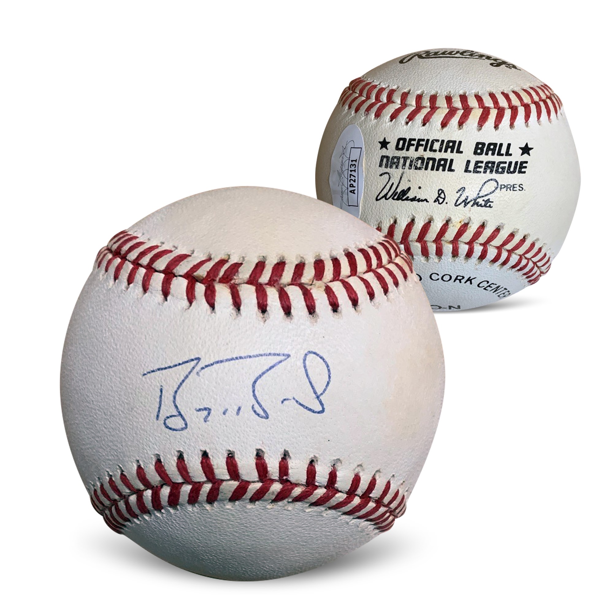 Barry Bonds Autographed National League Signed MLB Baseball JSA COA With Display Case AP27131