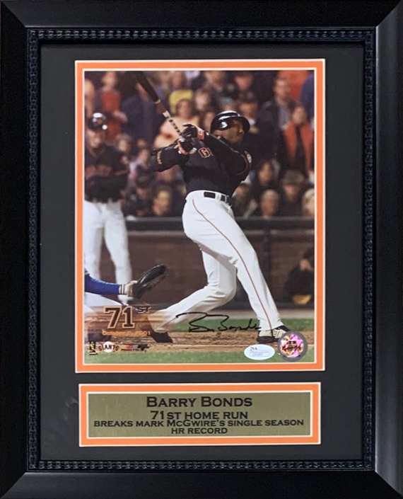 Barry Bonds Autographed San Francisco Giants Signed 8x10 Framed Photo 71 Home Run JSA COA