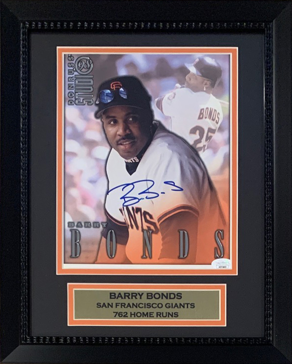 Barry Bonds Autographed San Francisco Giants Signed Baseball 8x10 Framed Photo JSA COA Barry Bonds Autographed San Francisco Giants Signed Baseball 8x10 Framed Photo JSA COA