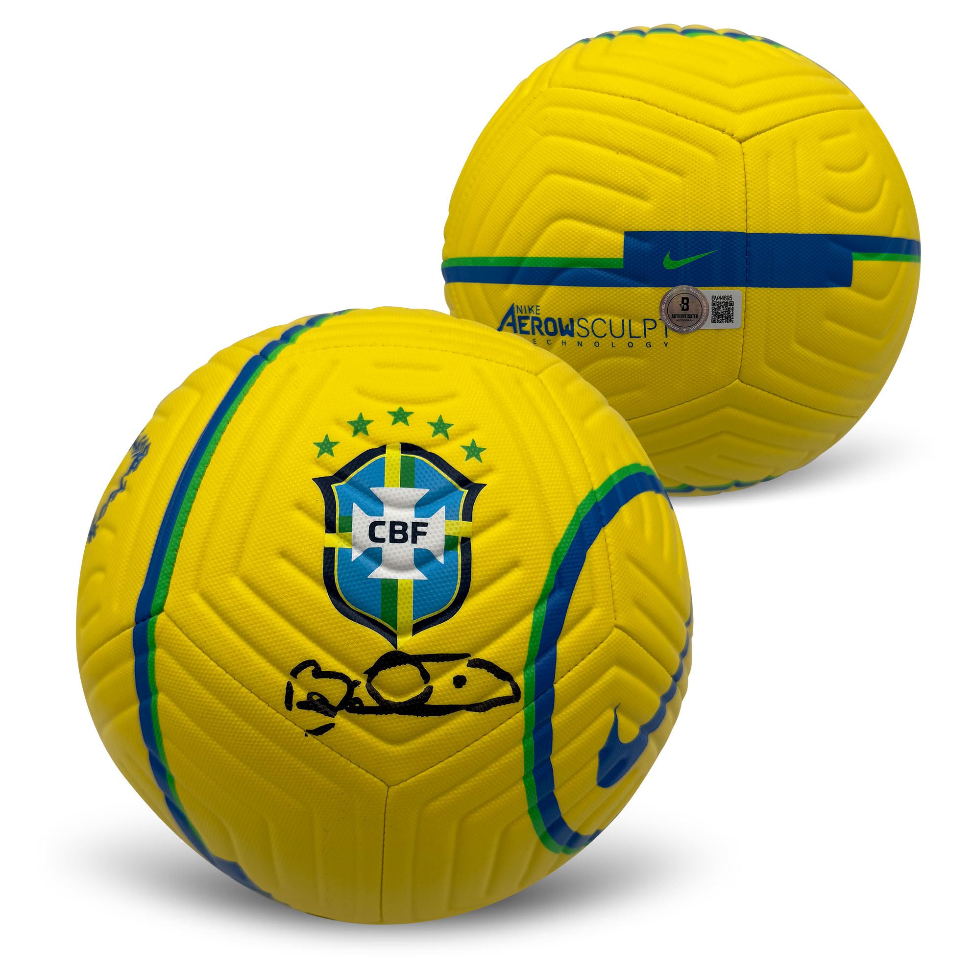 Bebeto Jose Roberto Gama de Oliveira Autographed Brazil National Soccer Team Signed Soccer Ball Beckett Authenticated COA
