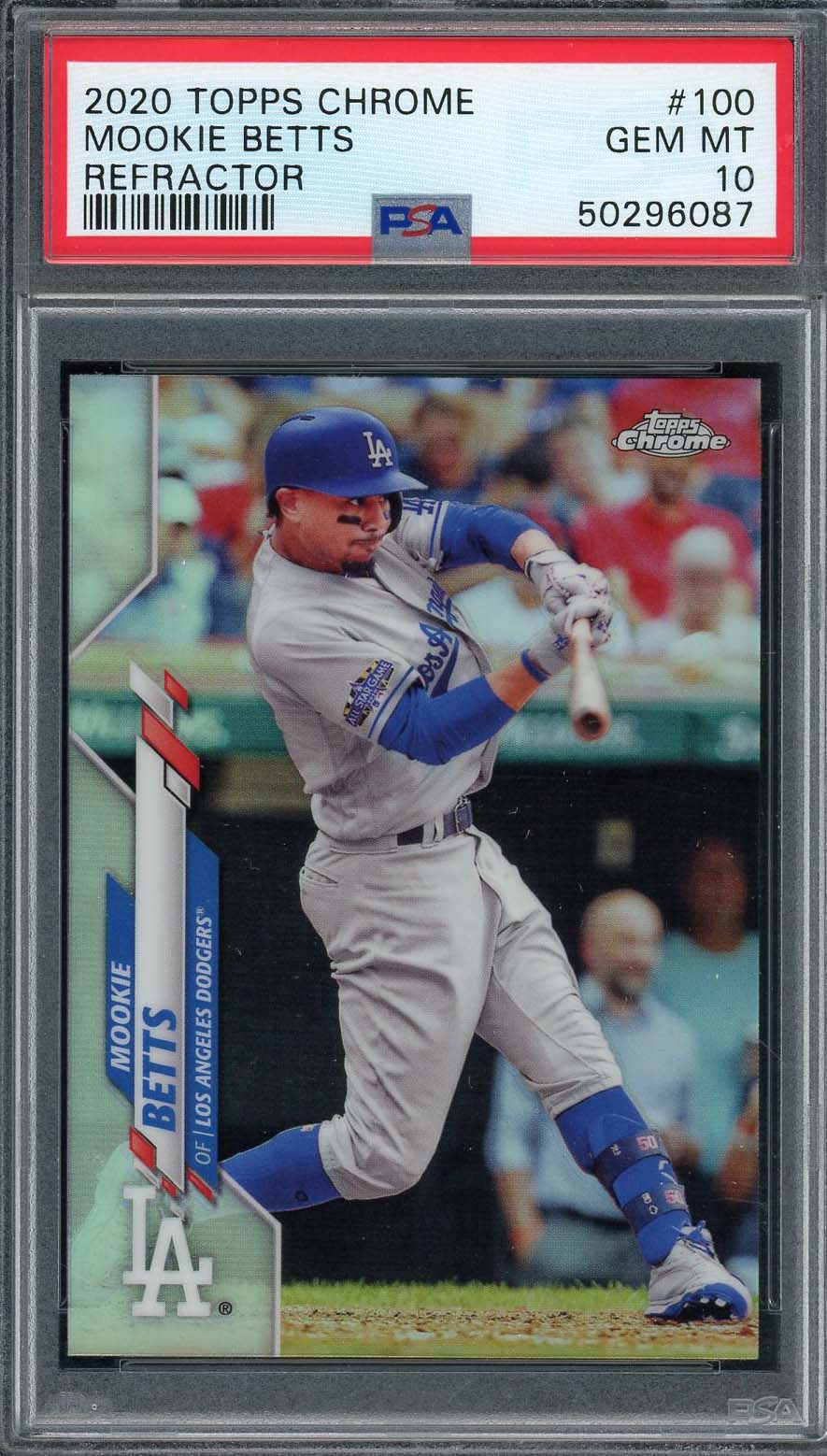 Mookie Betts 2020 Topps Chrome Refractor Baseball Card #100 Graded PSA 10