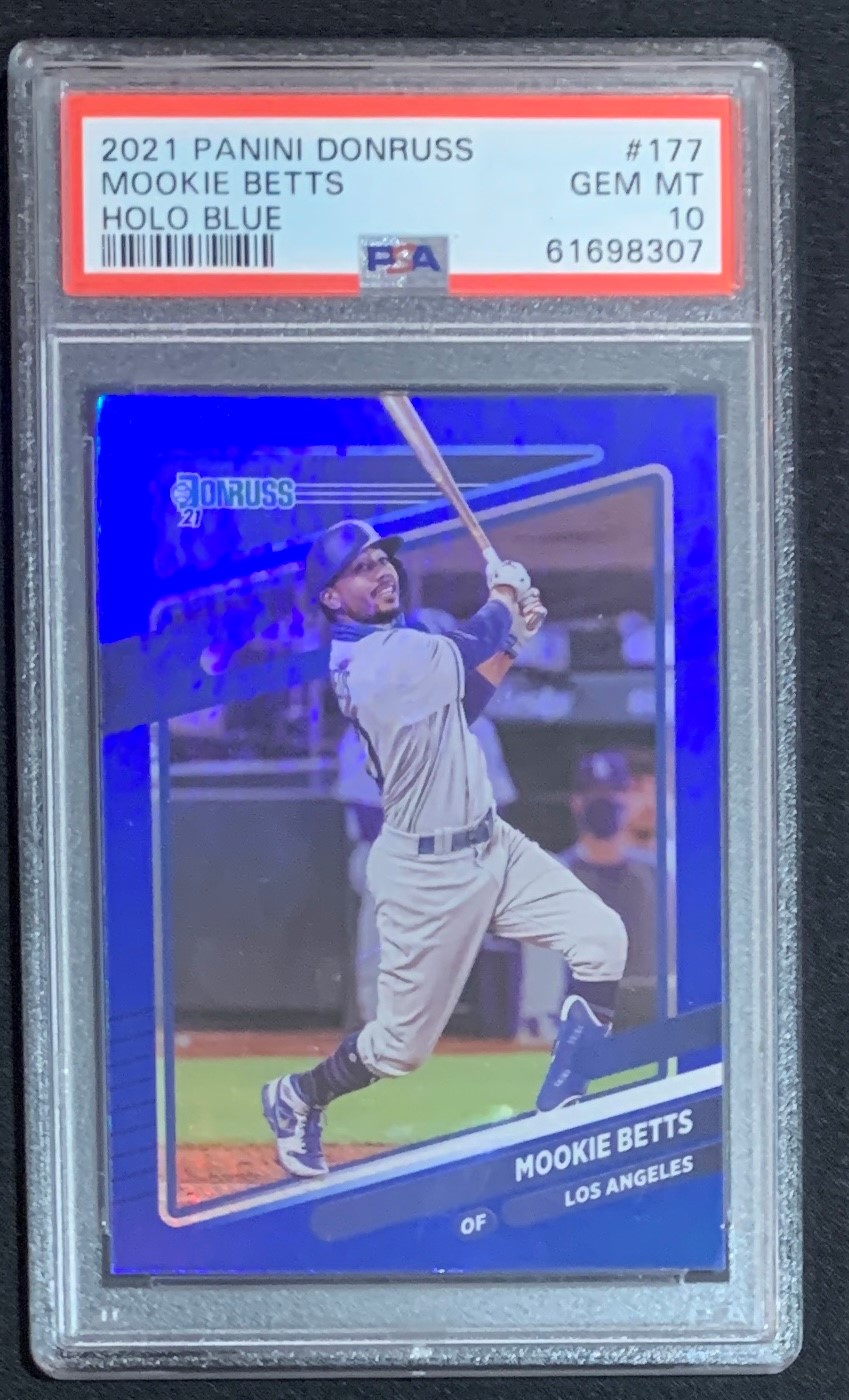 Mookie Betts 2021 Panini Donruss Holo Blue Baseball Card #177 Graded PSA 10