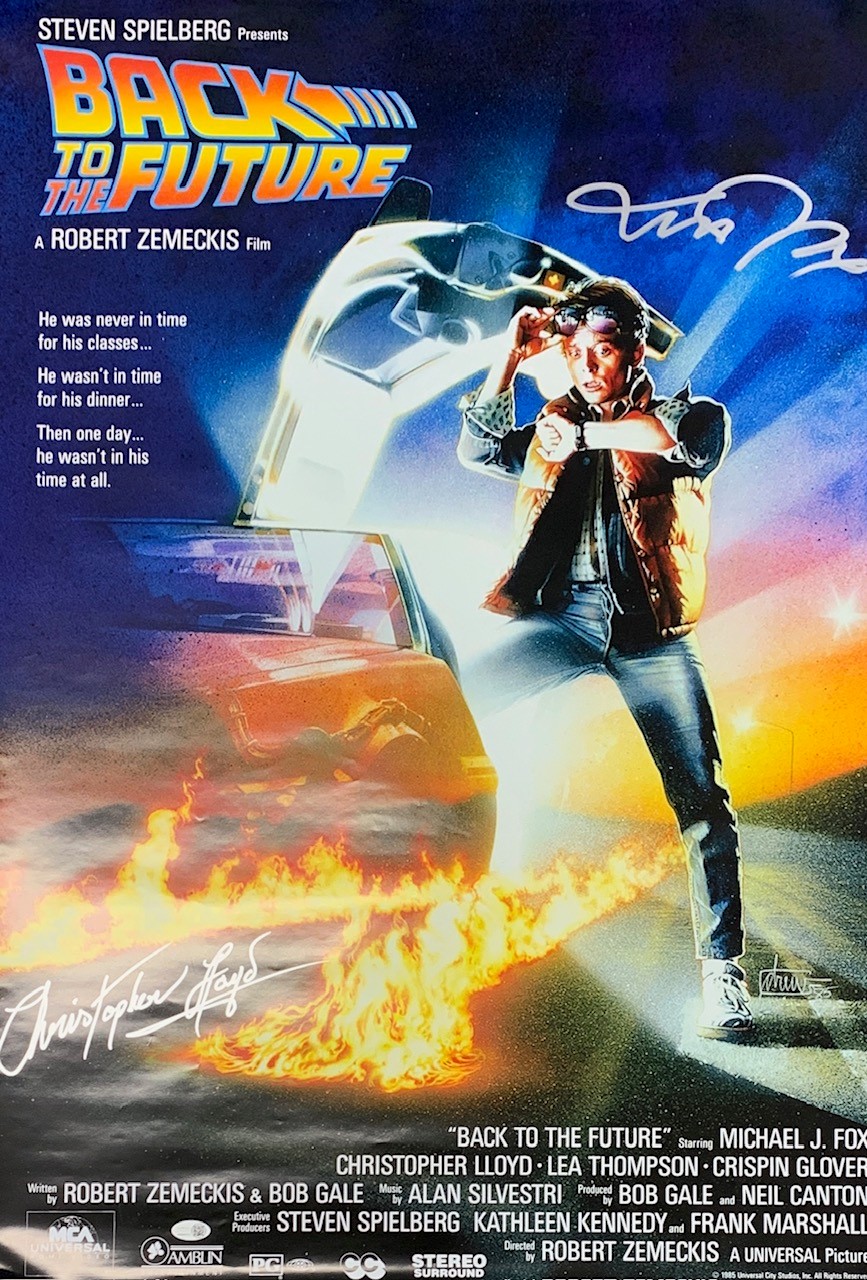 Michael J Fox Christopher Lloyd Autographed Back to the Future 24x36 Signed Movie Poster JSA COA