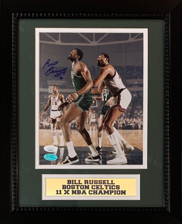 Bill Russell Autographed Boston Signed Basketball 8x10 Framed Color Photo vs Wilt Chamberlain JSA COA Bill Russell Autographed Boston Signed Basketball 8x10 Framed Color Photo vs Wilt Chamberlain JSA COA