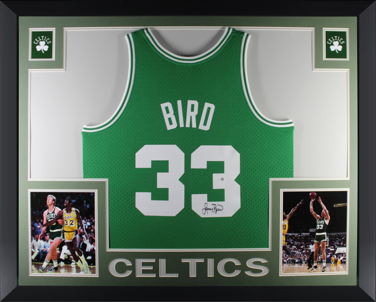 Larry Bird Autographed Boston Celtics Mitchell & Ness Swingman Signed Basketball Framed Jersey JSA COA
