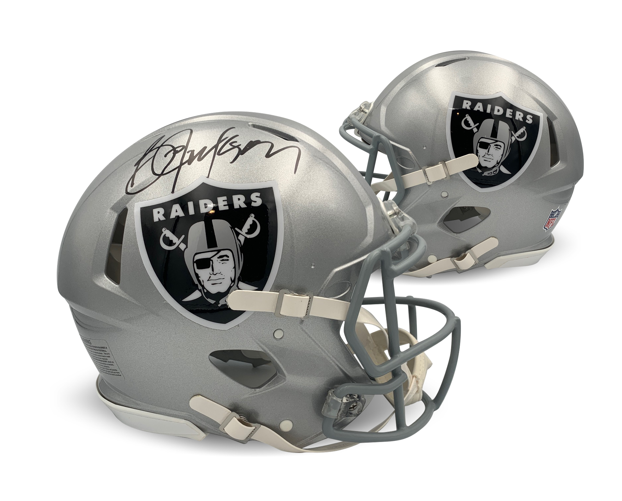 Bo Jackson Autographed Los Angeles Raiders Signed Football Full Size Authentic Helmet Beckett COA
