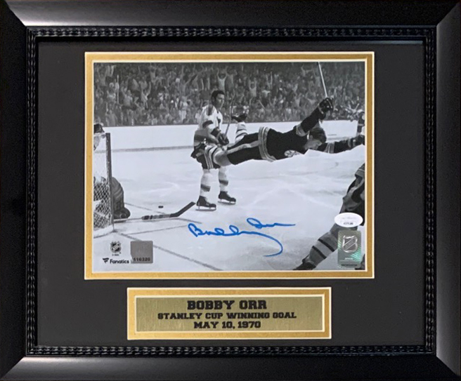 Bobby Orr Autographed Boston 1970 Stanley Cup Dive Signed 8x10 Framed Hockey Photo JSA COA