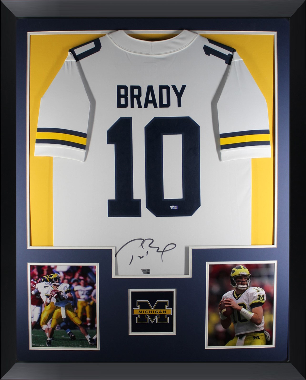 Tom Brady Autographed Michigan Wolverines Signed Jordan Brand Football Framed Jersey Fanatics Authentic COA Tom Brady Autographed Michigan Wolverines Signed Jordan Brand Football Framed Jersey Fanatics Authentic COA