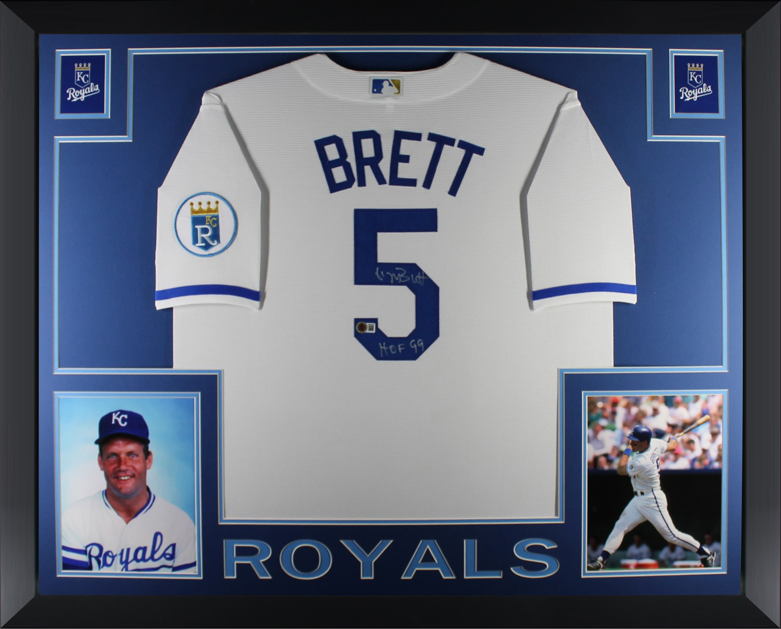 George Brett Autographed Kansas City Royals Signed Nike White Baseball Framed Jersey Hall of Fame HOF 99 Beckett COA George Brett Autographed Kansas City Royals Signed Nike White Baseball Framed Jersey Hall of Fame HOF 99 Beckett COA