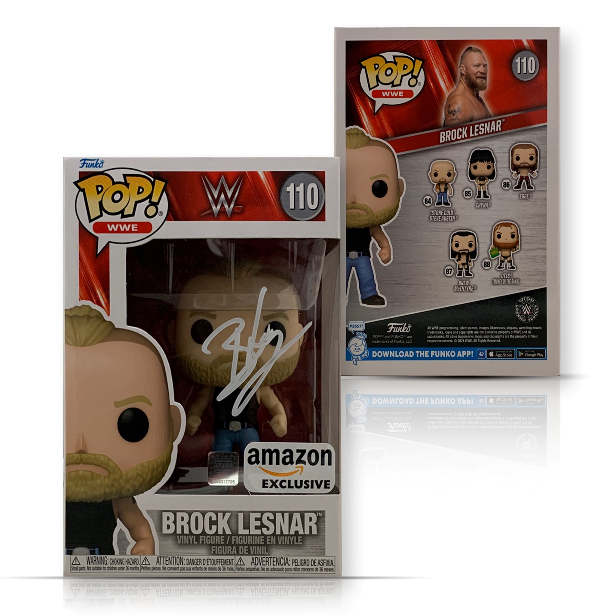 Brock Lesnar Autographed WWE Wrestling Signed Funko Pop 110 JSA COA