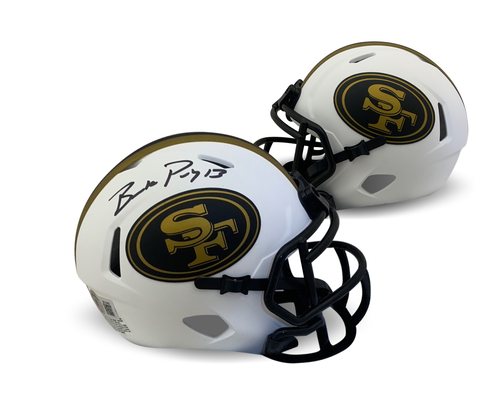 Brock Purdy Autographed San Francisco 49ers Signed Lunar Speed Football Mini Helmet Beckett COA Black Signature
