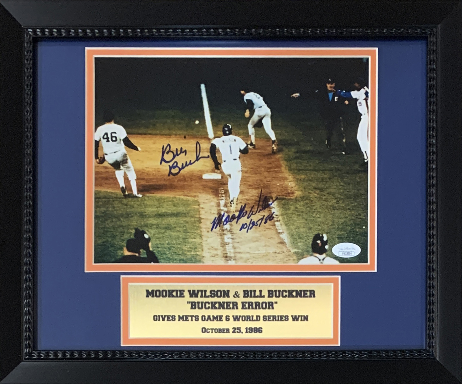 Mookie Wilson & Bill Buckner Autographed New York Boston 1986 World Series Signed Error Play Framed Baseball 8x10 Photo JSA COA 2 Mookie Wilson & Bill Buckner Autographed New York Boston 1986 World Series Signed Error Play Framed Baseball 8x10 Photo JSA COA 2