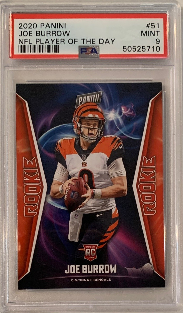 Joe Burrow 2020 Panini Player of the Day Football Rookie Card RC #51 Graded PSA 9 Joe Burrow 2020 Panini Player of the Day Football Rookie Card RC #51 Graded PSA 9