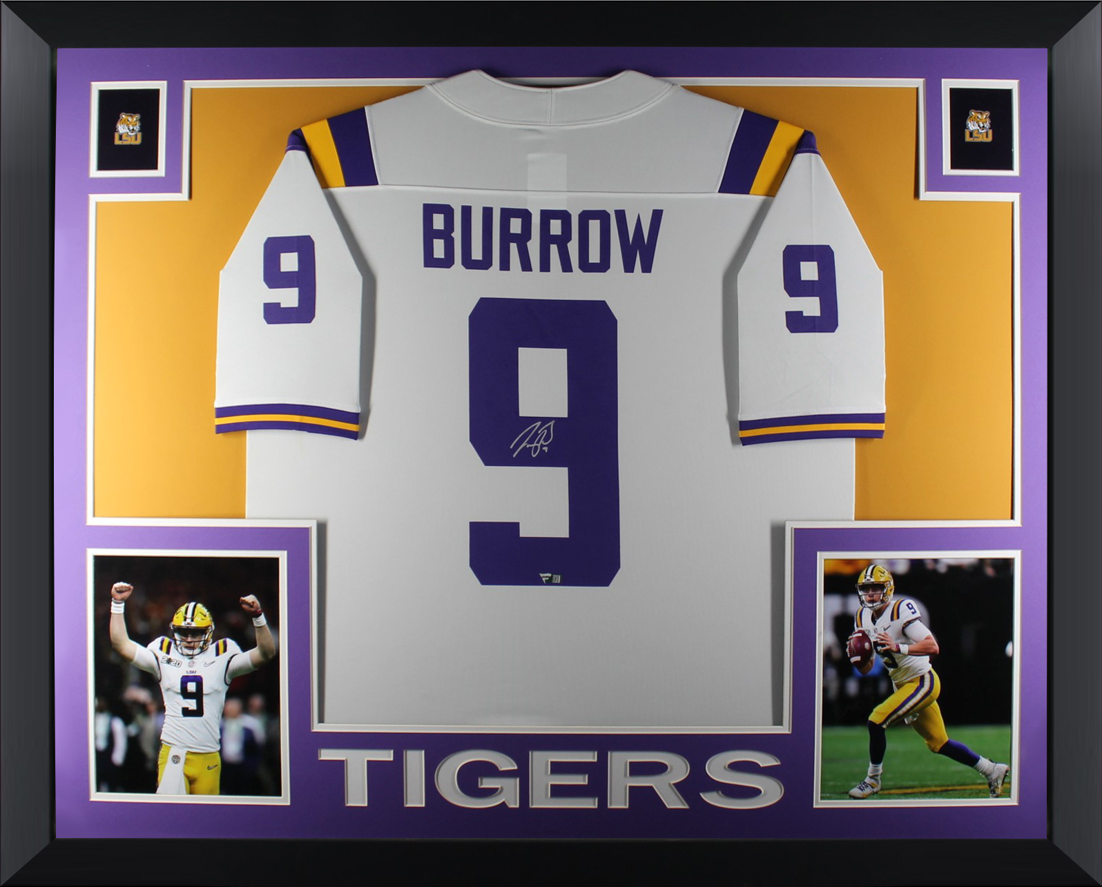 Joe Burrow Autographed LSU Tigers Signed Nike Official White Football Framed Jersey Fanatics Authentic COA