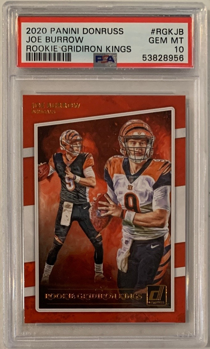 Joe Burrow 2020 Panini Donruss Gridiron Kings Rookie Card RC #RGKJB Graded PSA 10 Joe Burrow 2020 Panini Donruss Gridiron Kings Rookie Card RC #RGKJB Graded PSA 10