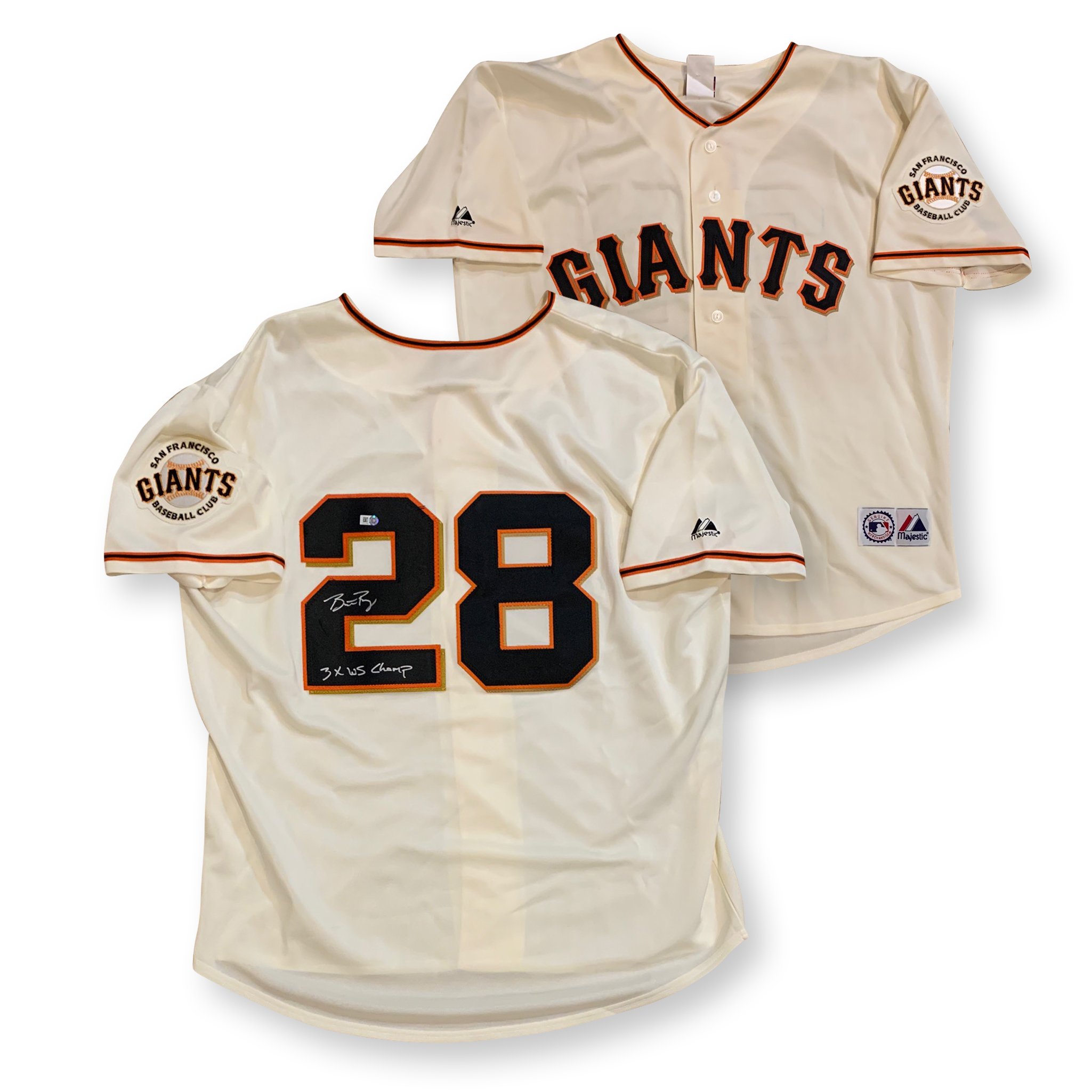 Buster Posey Autographed San Francisco Giants Signed Majestic Cream Jersey 3 x World Series Champion MLB Authenticated COA