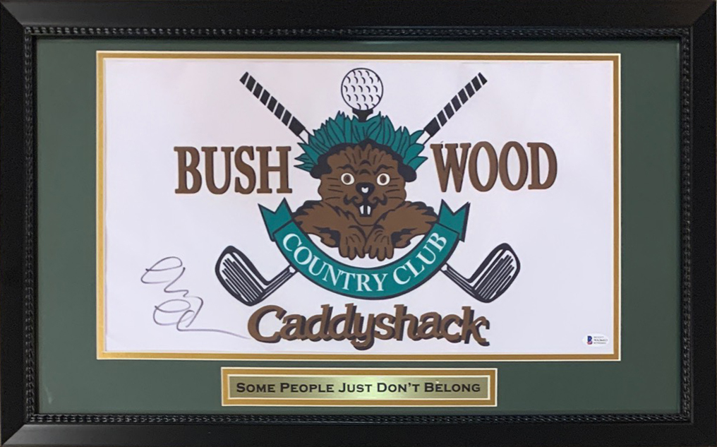 Chevy Chase Autographed Caddyshack Bushwood Signed Framed Golf Flag Beckett COA