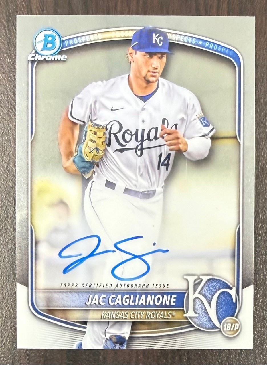 Jac Caglianone 2025 Bowman Chrome Prospects Signed Baseball Rookie Card #CPA-JCA Auto