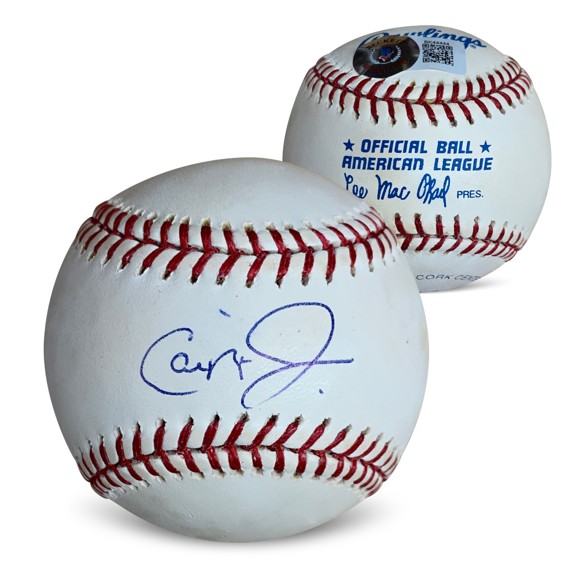 Cal Ripken Jr Autographed American League Signed Baseball Beckett COA With UV Display Case B