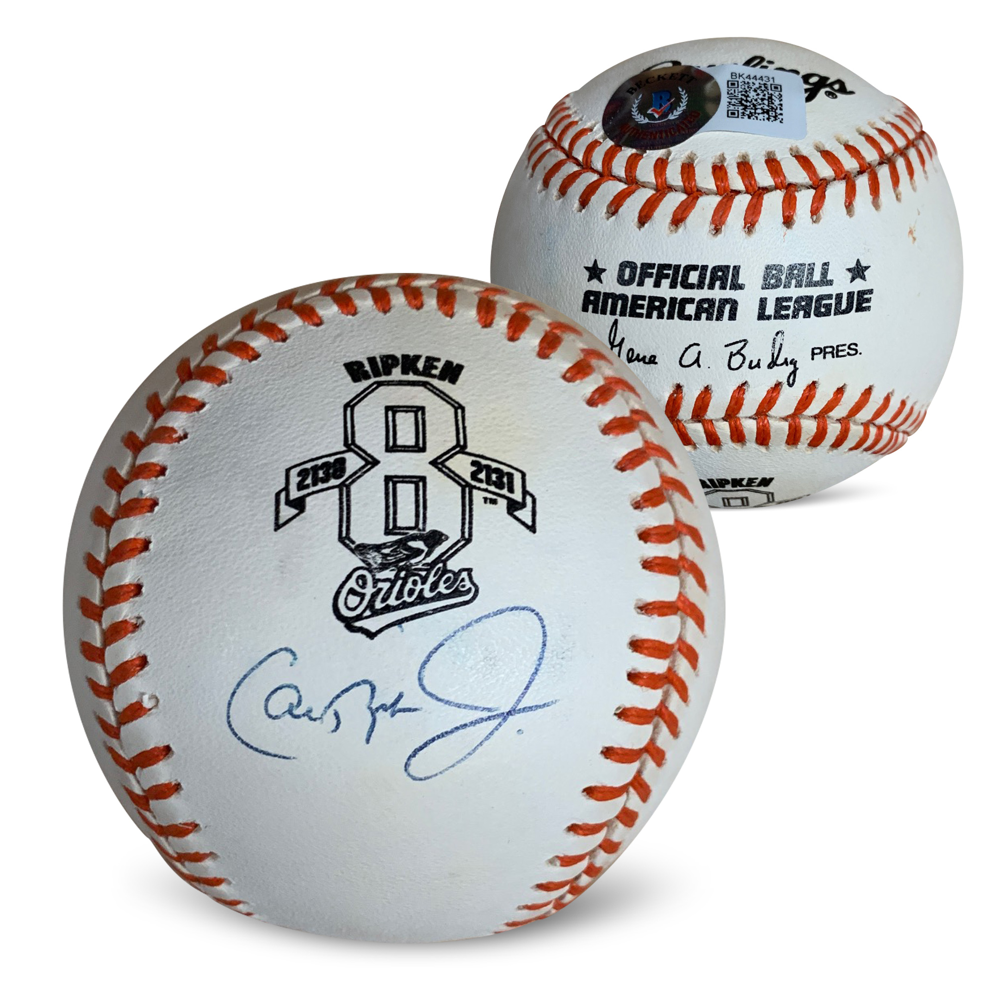 Cal Ripken Jr Autographed 2131 Consecutive Games Logo Signed Baseball Beckett COA With UV Display Case