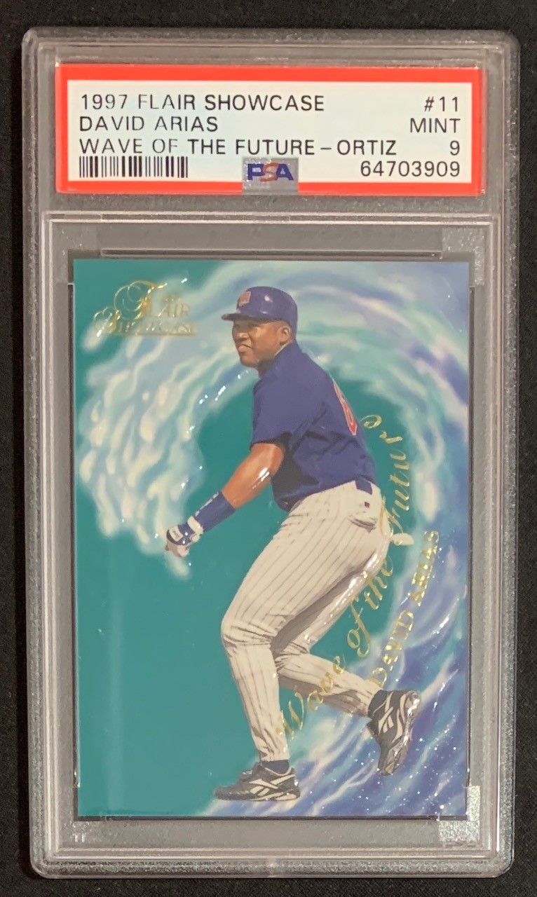 David Arias Ortiz 1997 Flair Showcase Wave of the Future Baseball Rookie Card #11 Graded PSA 9 David Arias Ortiz 1997 Flair Showcase Wave of the Future Baseball Rookie Card #11 Graded PSA 9