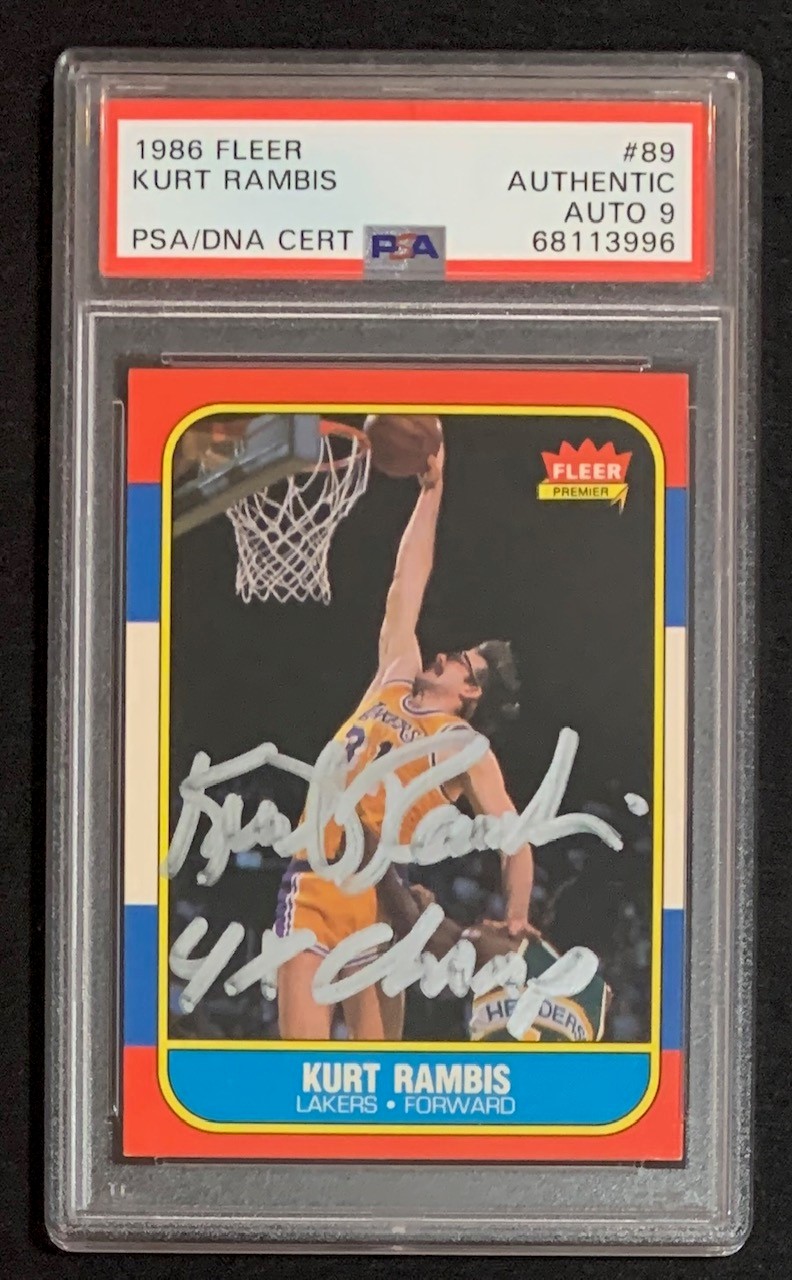 Kurt Rambis 1986 Fleer Basketball Signed Rookie Card #89 4 x CHAMPS Auto Graded PSA 9 Kurt Rambis 1986 Fleer Basketball Signed Rookie Card #89 4 x CHAMPS Auto Graded PSA 9