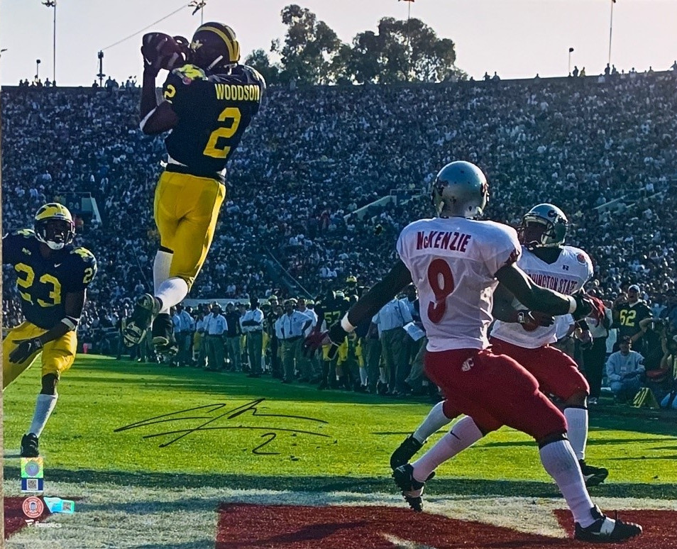 Charles Woodson Autographed Michigan 1998 Rose Bowl 16x20 Photo Fanatics COA