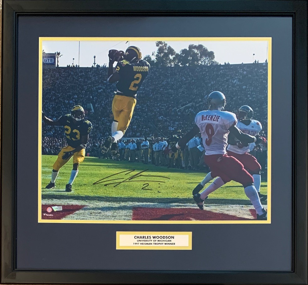 Charles Woodson Autographed Michigan Signed Rose Bowl 16x20 Framed Photo Fanatics