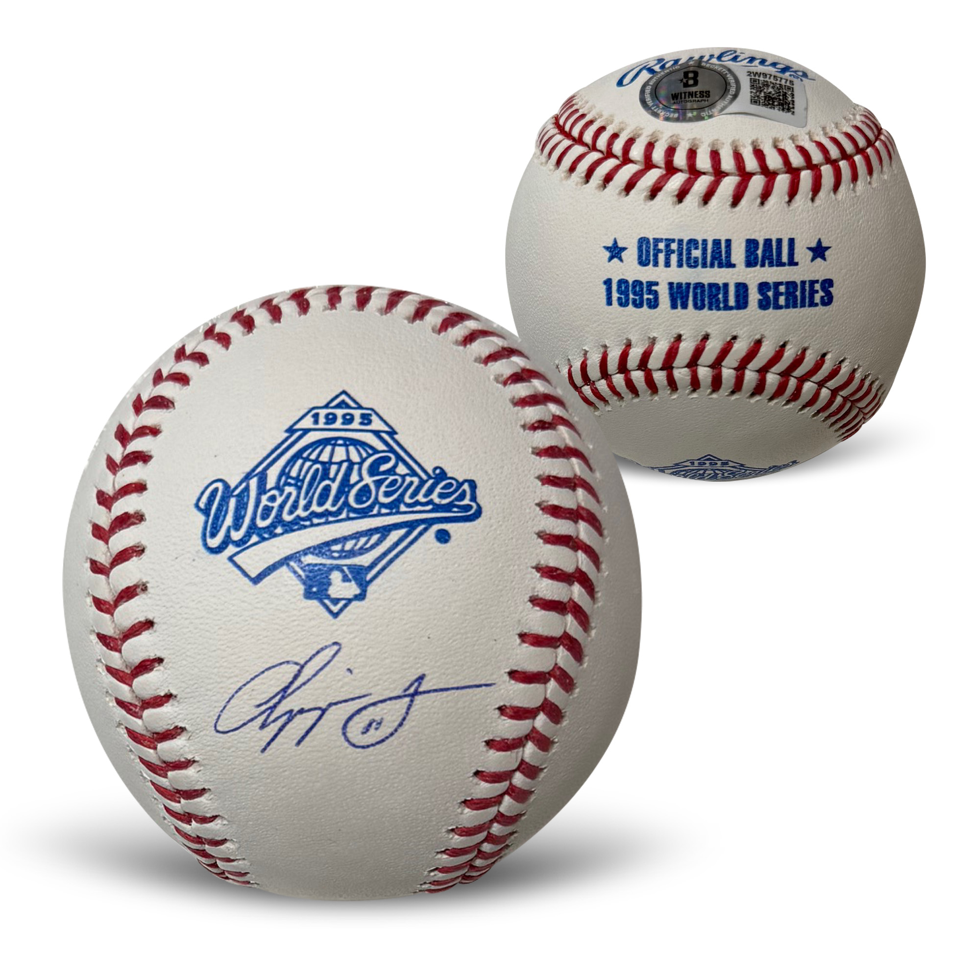 Chipper Jones Autographed 1995 World Series Signed Baseball Beckett COA With UV Display Case