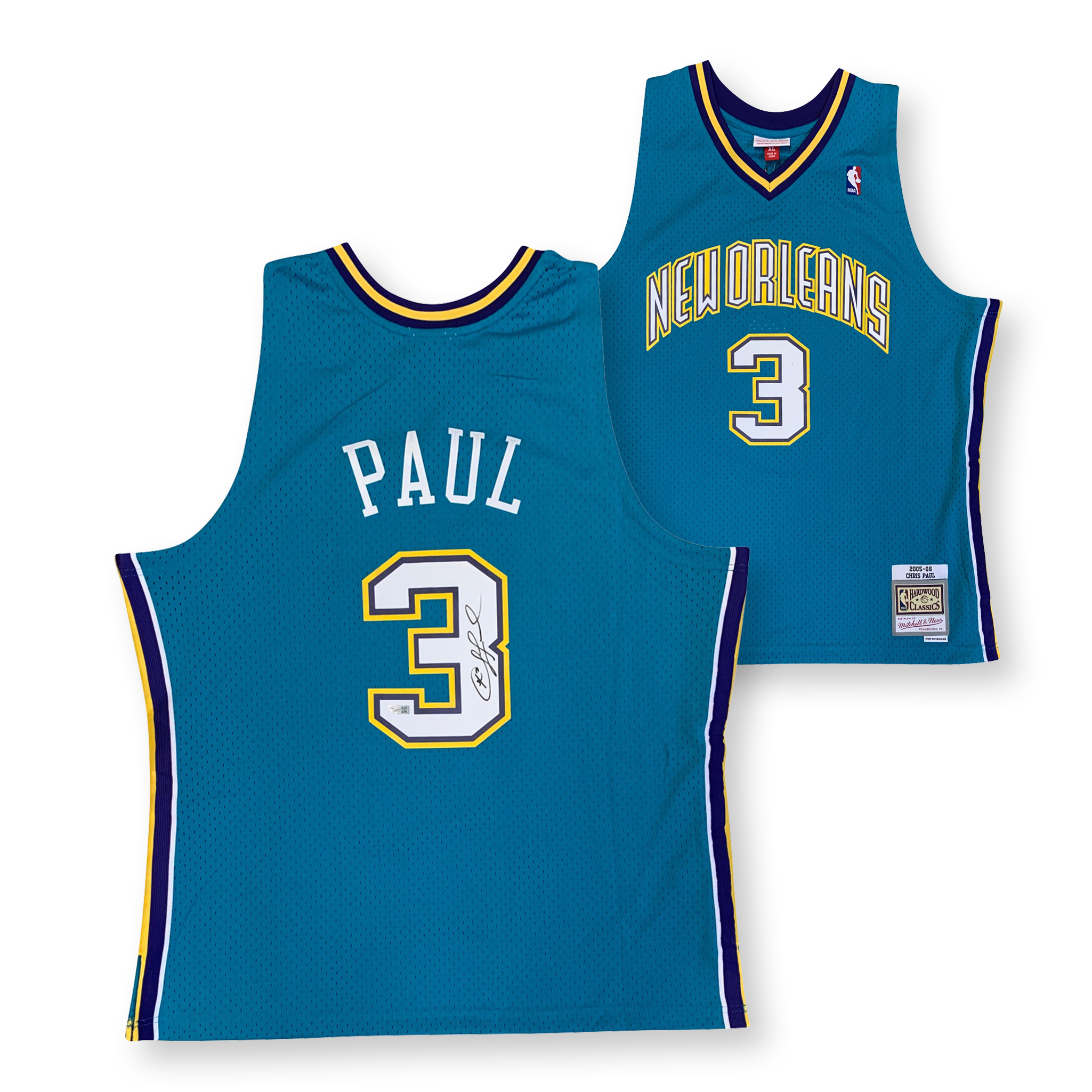 Chris Paul Autographed New Orleans Hornets Mitchell & Ness Swingman Signed Basketball Jersey Fanatics Authentic COA Blue