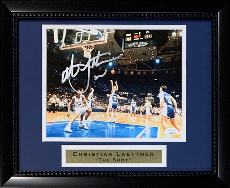 Christian Laettner Autographed Duke Blue Devils Signed THE SHOT Basketball Framed 8x10 Photo JSA COA 4
