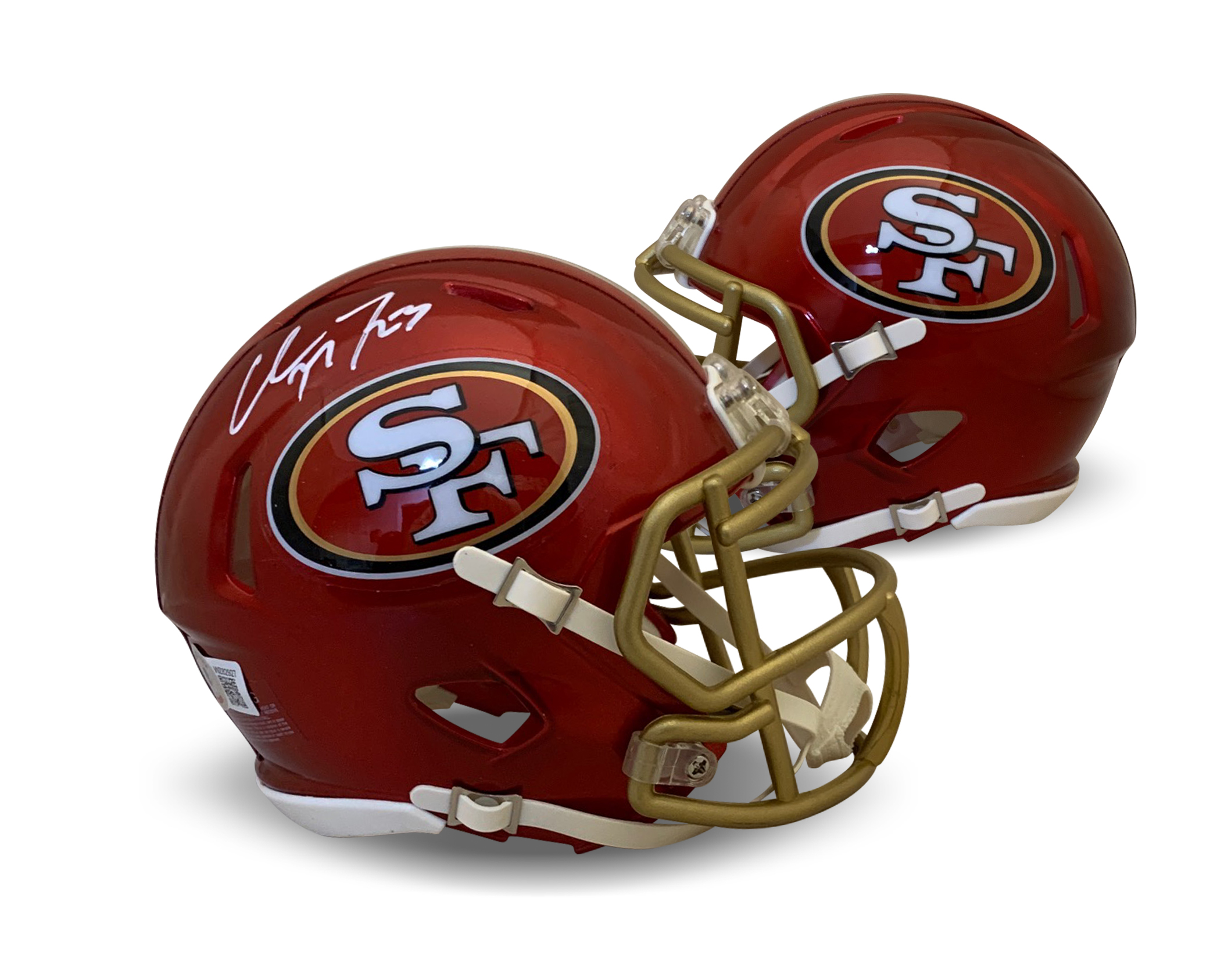 Christian McCaffrey Autographed San Francisco 49ers Signed Football Flash Mini Helmet Beckett COA