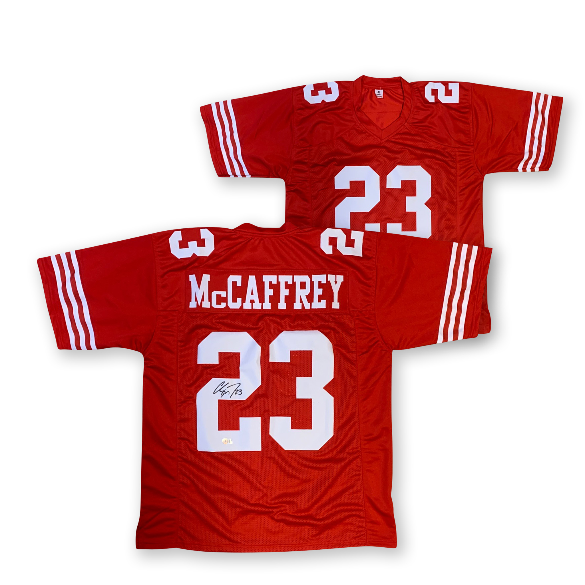 Christian McCaffrey Autographed San Francisco Signed Custom Red Football Jersey Beckett COA
