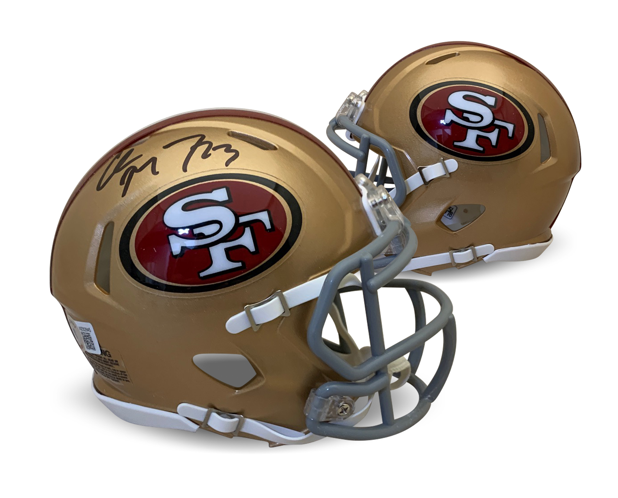 Christian McCaffrey Autographed San Francisco 49ers Signed Football Mini Helmet Beckett COA
