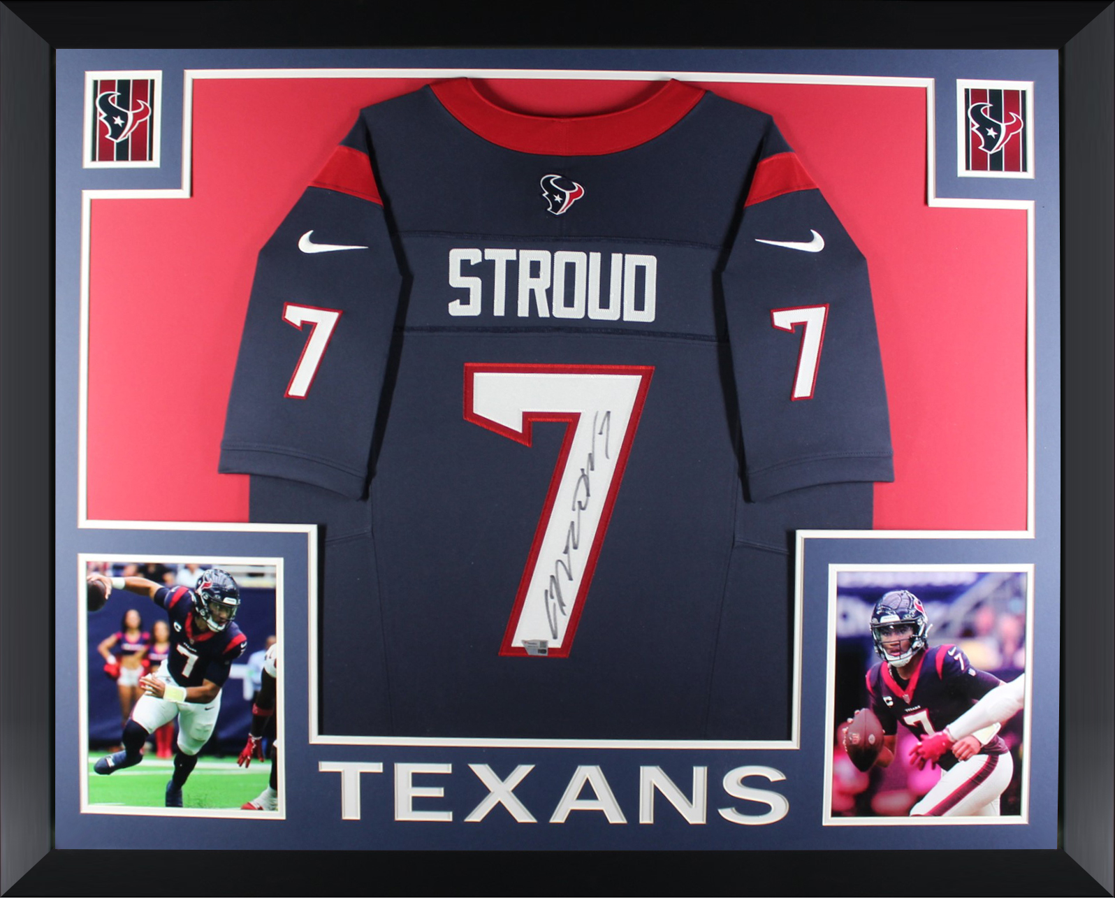 CJ Stroud Autographed Houston Texans Signed Nike Limited Football Framed Jersey Fanatics Authentic COA