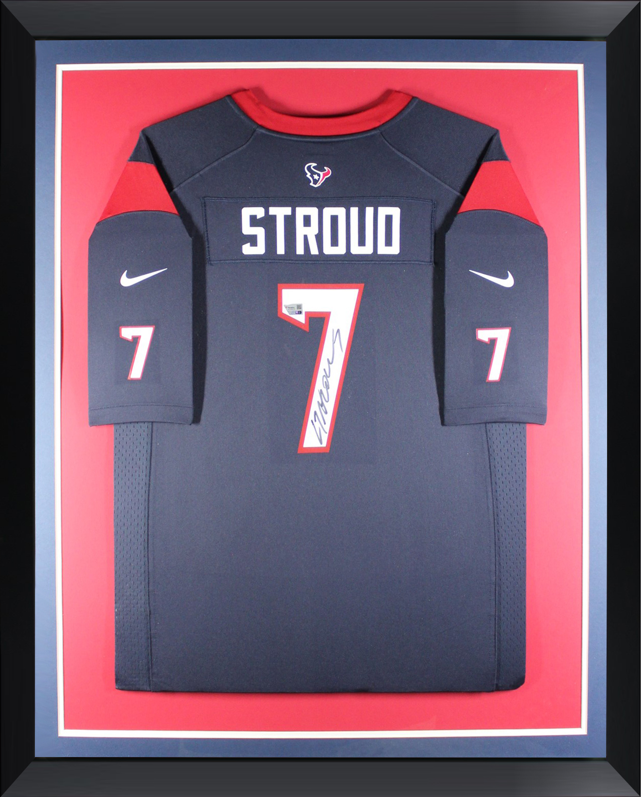 CJ Stroud Autographed Houston Texans Signed Nike Game Football Framed Jersey Fanatics Authentic COA