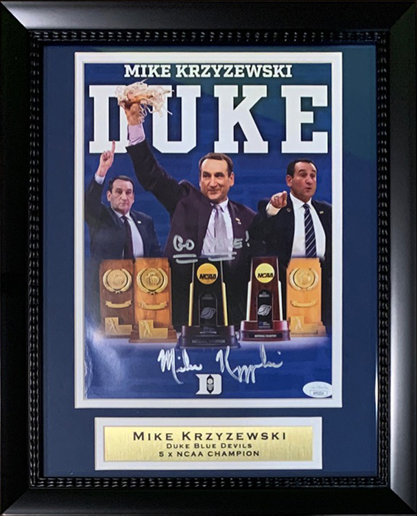 Mike Krzyzewski Autographed Duke Blue Devils Coach K Signed Basketball 8x10 Framed Photo JSA COA 8