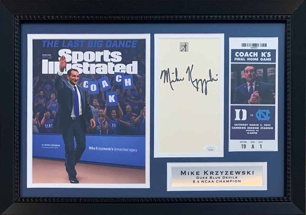Mike Krzyzewski Coach K Autographed Duke Blue Devils Basketball Final Game Signed Photo Framed 14x20 Display JSA COA 3