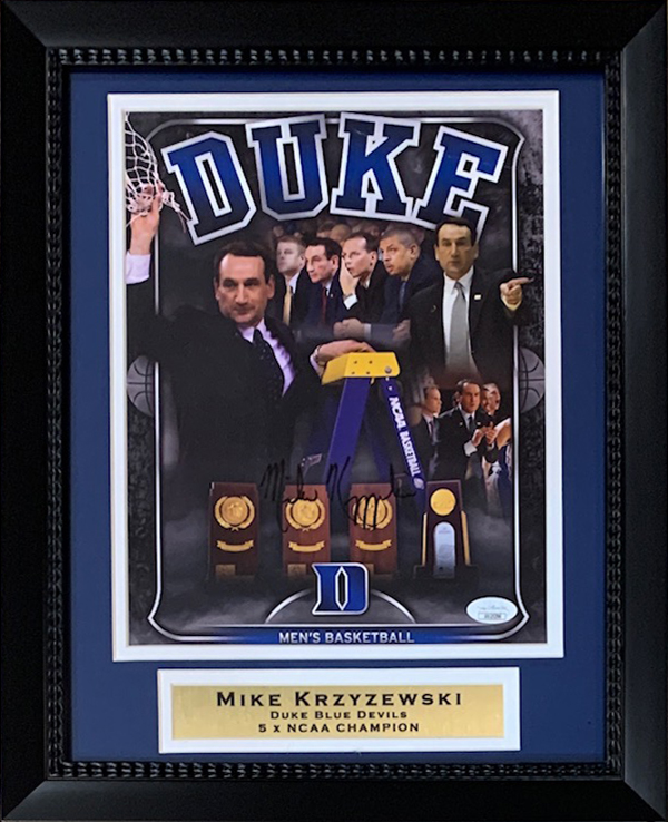 Mike Krzyzewski Autographed Duke Blue Devils Coach K Signed Basketball 8x10 Framed Photo JSA COA 4 Mike Krzyzewski Autographed Duke Blue Devils Coach K Signed Basketball 8x10 Framed Photo JSA COA 4