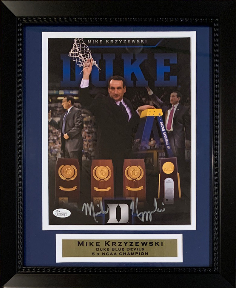Mike Krzyzewski Autographed Duke Coach K Signed Basketball 8x10 Framed Photo JSA COA 3